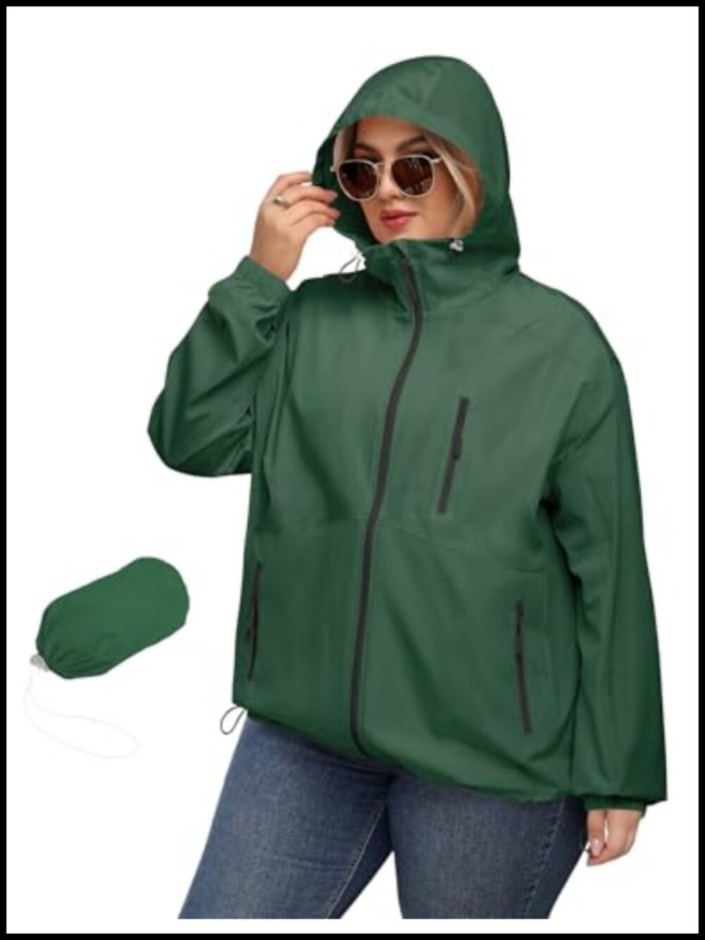 Plus Size Womens Waterproof Rain Jacket with Hood Windproof Anorak